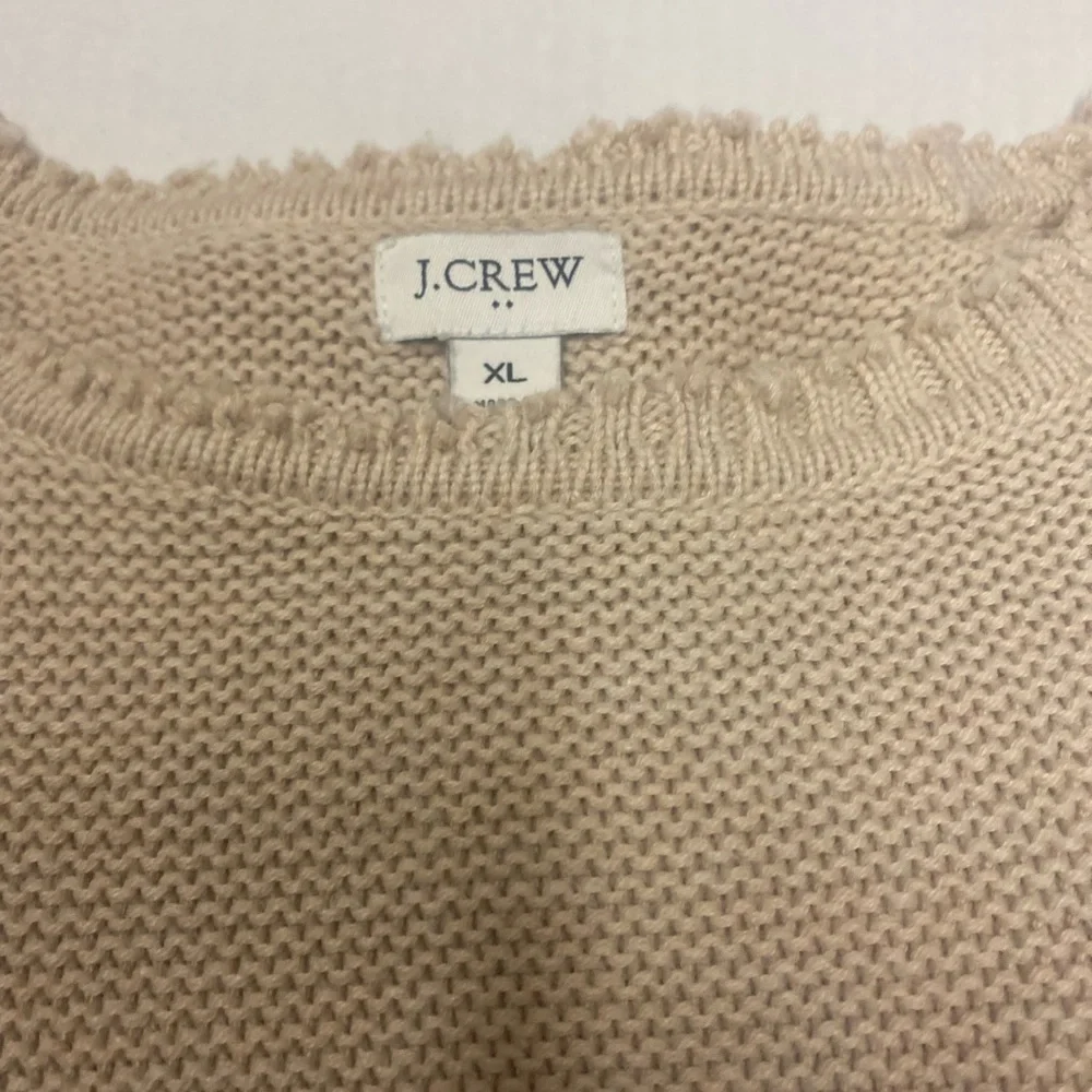 J. Crew Classic Beige Wool Blend Crew Neck Chunky Sweater Size XL